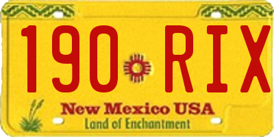 NM license plate 190RIX