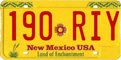 NM license plate 190RIY