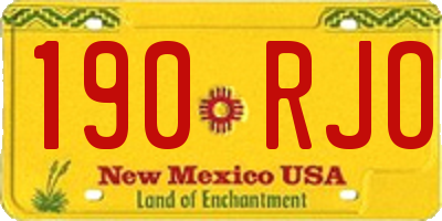 NM license plate 190RJO