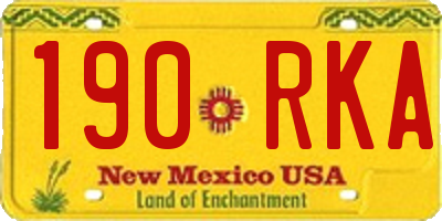 NM license plate 190RKA