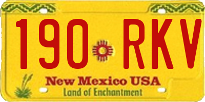 NM license plate 190RKV