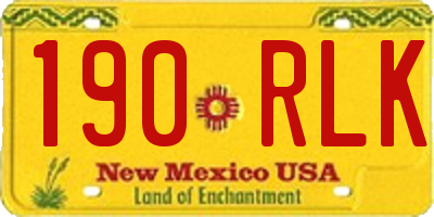 NM license plate 190RLK