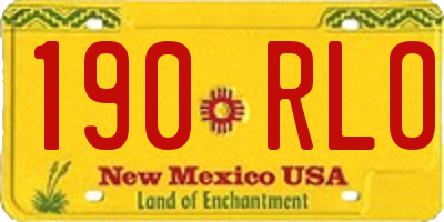 NM license plate 190RLO
