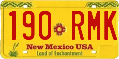 NM license plate 190RMK