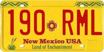 NM license plate 190RML