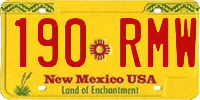 NM license plate 190RMW