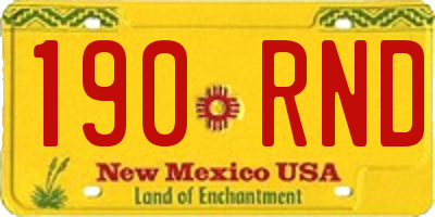 NM license plate 190RND