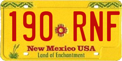 NM license plate 190RNF