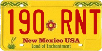 NM license plate 190RNT