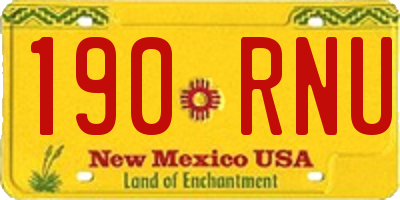 NM license plate 190RNU