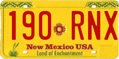 NM license plate 190RNX