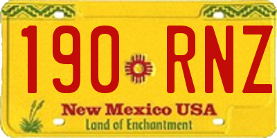 NM license plate 190RNZ