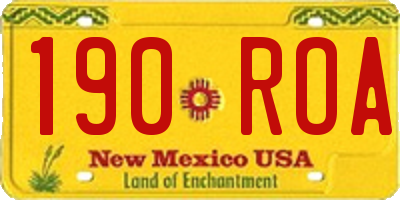 NM license plate 190ROA