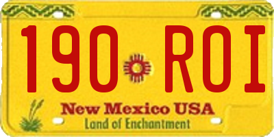 NM license plate 190ROI