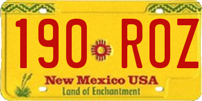 NM license plate 190ROZ