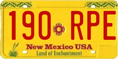 NM license plate 190RPE