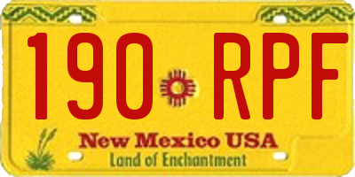 NM license plate 190RPF
