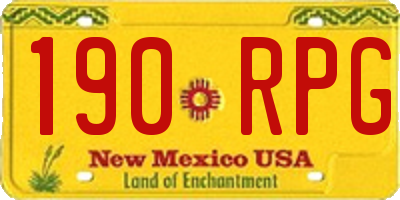 NM license plate 190RPG