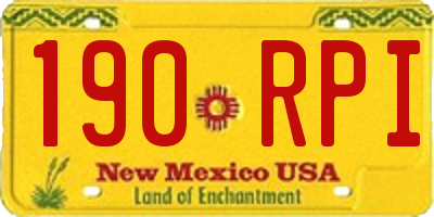 NM license plate 190RPI