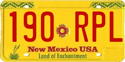 NM license plate 190RPL