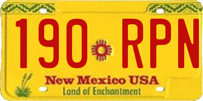 NM license plate 190RPN