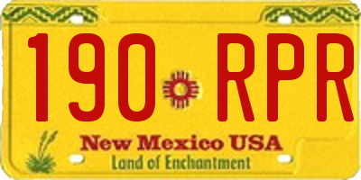 NM license plate 190RPR