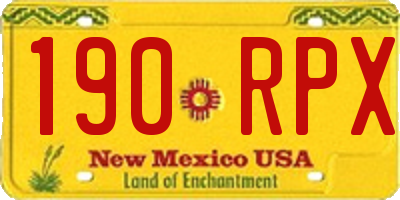 NM license plate 190RPX