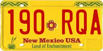 NM license plate 190RQA