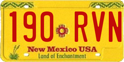 NM license plate 190RVN