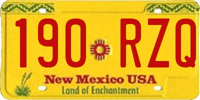 NM license plate 190RZQ