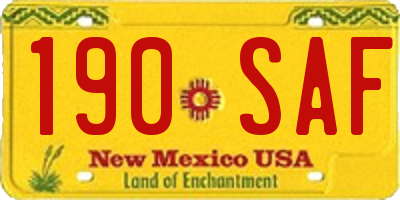 NM license plate 190SAF