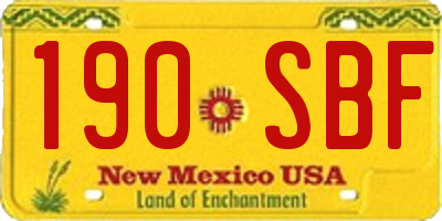 NM license plate 190SBF