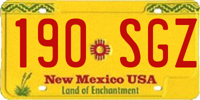 NM license plate 190SGZ
