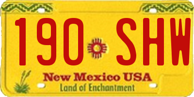 NM license plate 190SHW