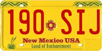 NM license plate 190SIJ