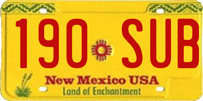 NM license plate 190SUB
