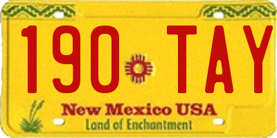 NM license plate 190TAY