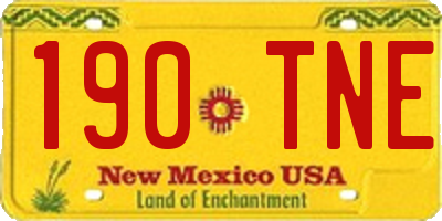 NM license plate 190TNE