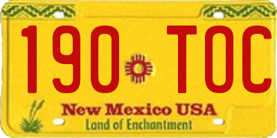 NM license plate 190TOC