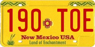 NM license plate 190TOE