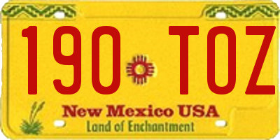 NM license plate 190TOZ