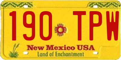 NM license plate 190TPW
