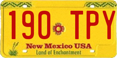 NM license plate 190TPY