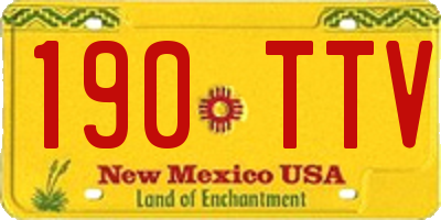NM license plate 190TTV