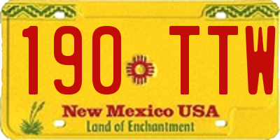 NM license plate 190TTW