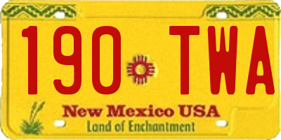 NM license plate 190TWA