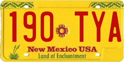 NM license plate 190TYA