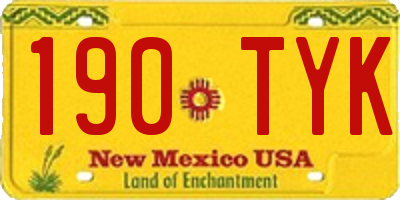 NM license plate 190TYK