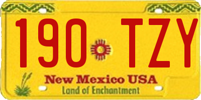 NM license plate 190TZY