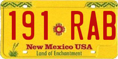 NM license plate 191RAB